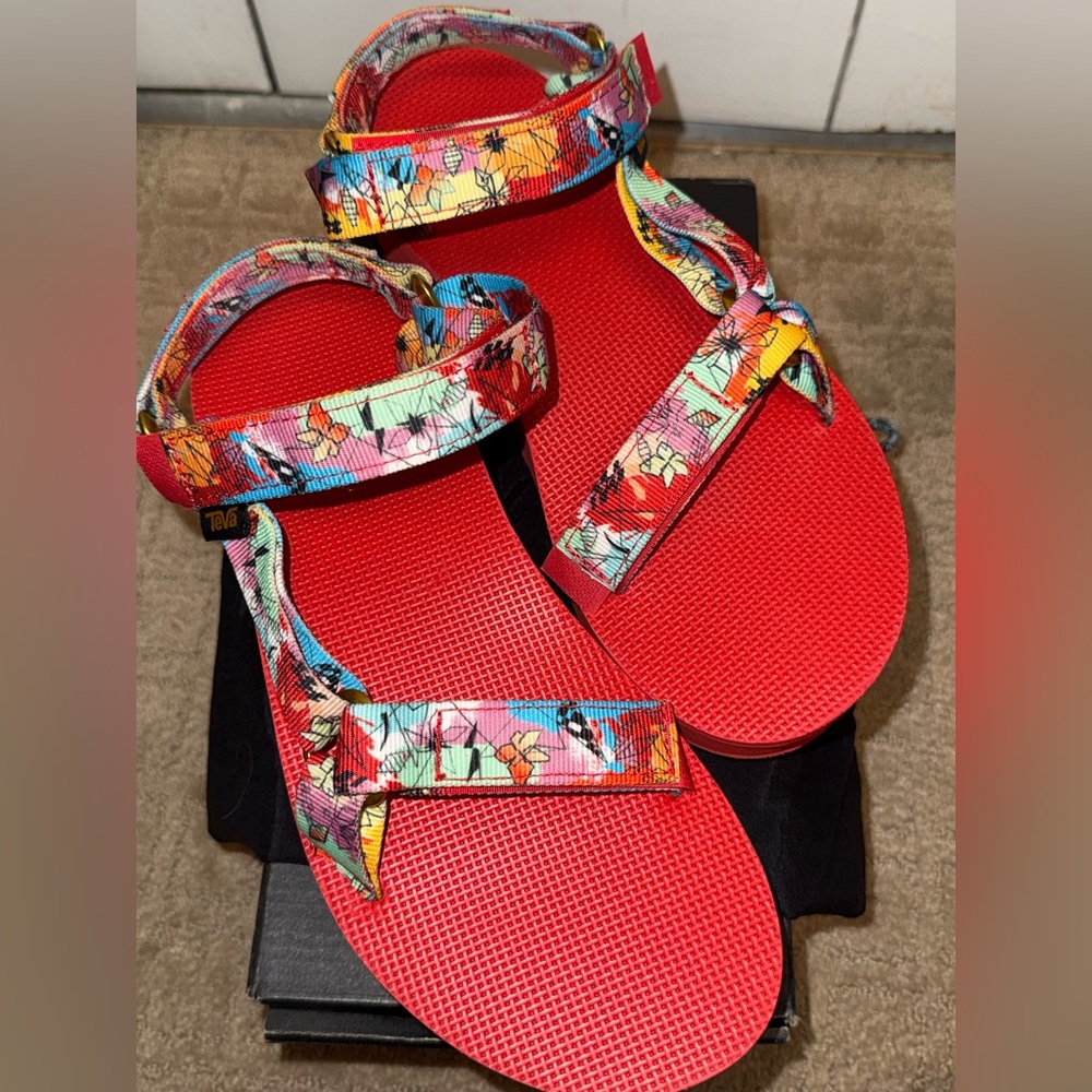 Teva Red Floral Women's Sandals